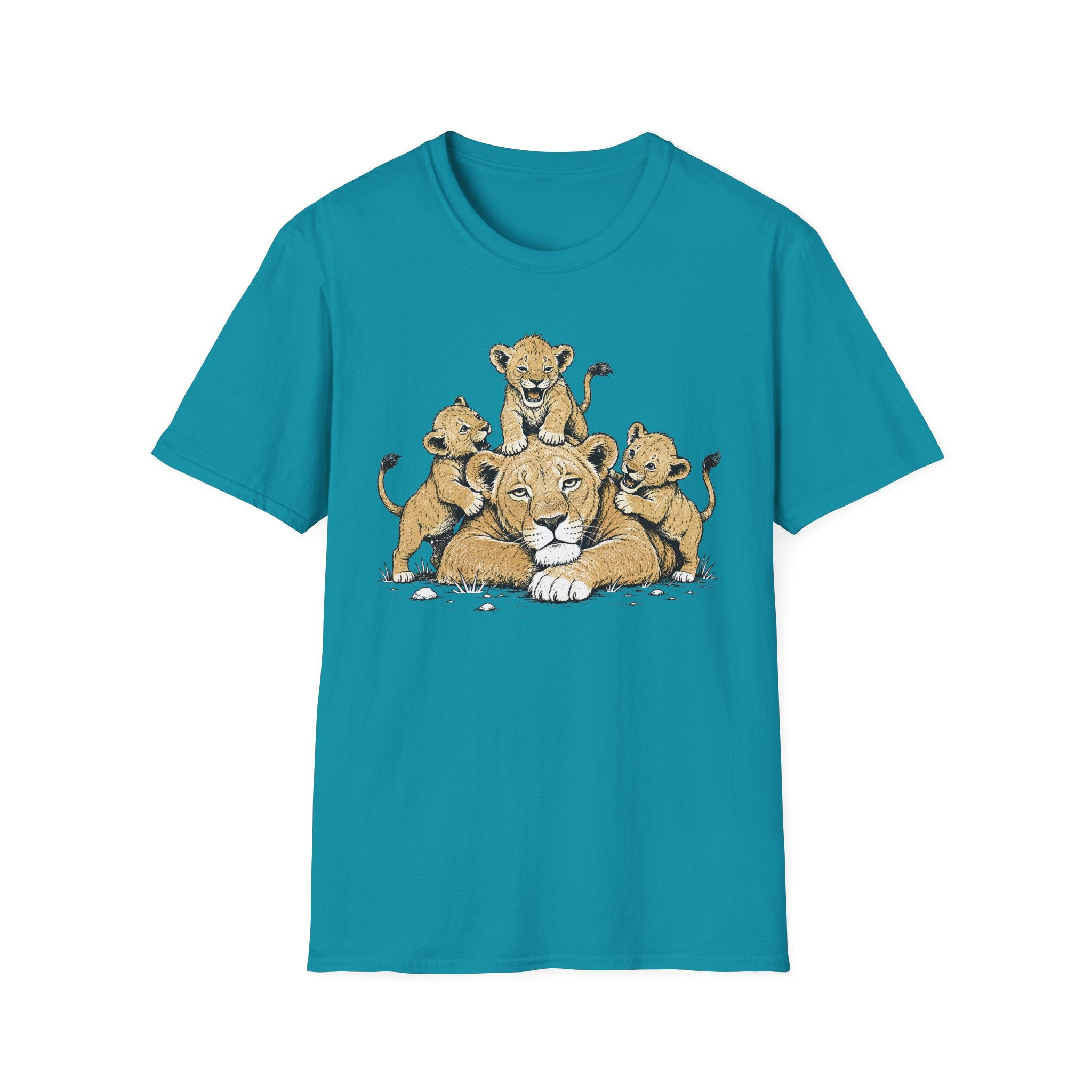 Unamused Lioness with Rambunctious Cubs T-Shirt