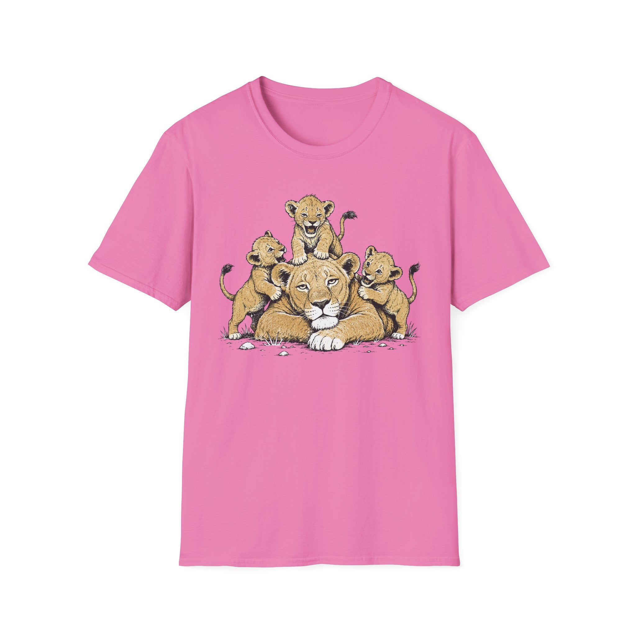 Unamused Lioness with Rambunctious Cubs T-Shirt