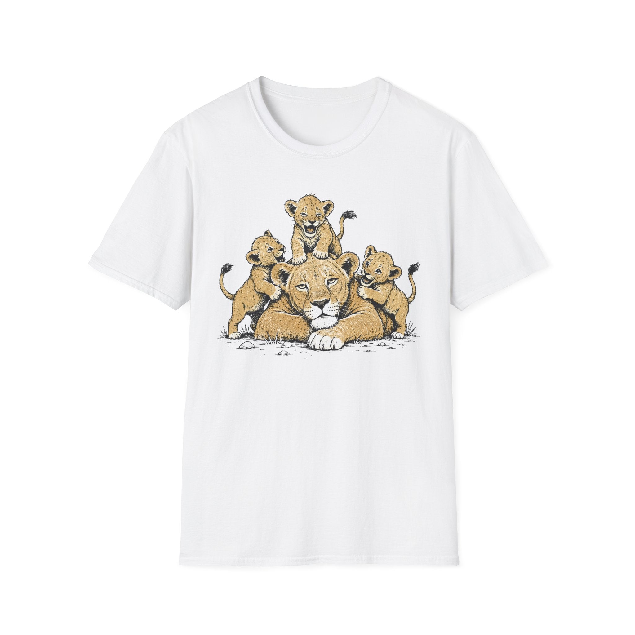 Unamused Lioness with Rambunctious Cubs T-Shirt