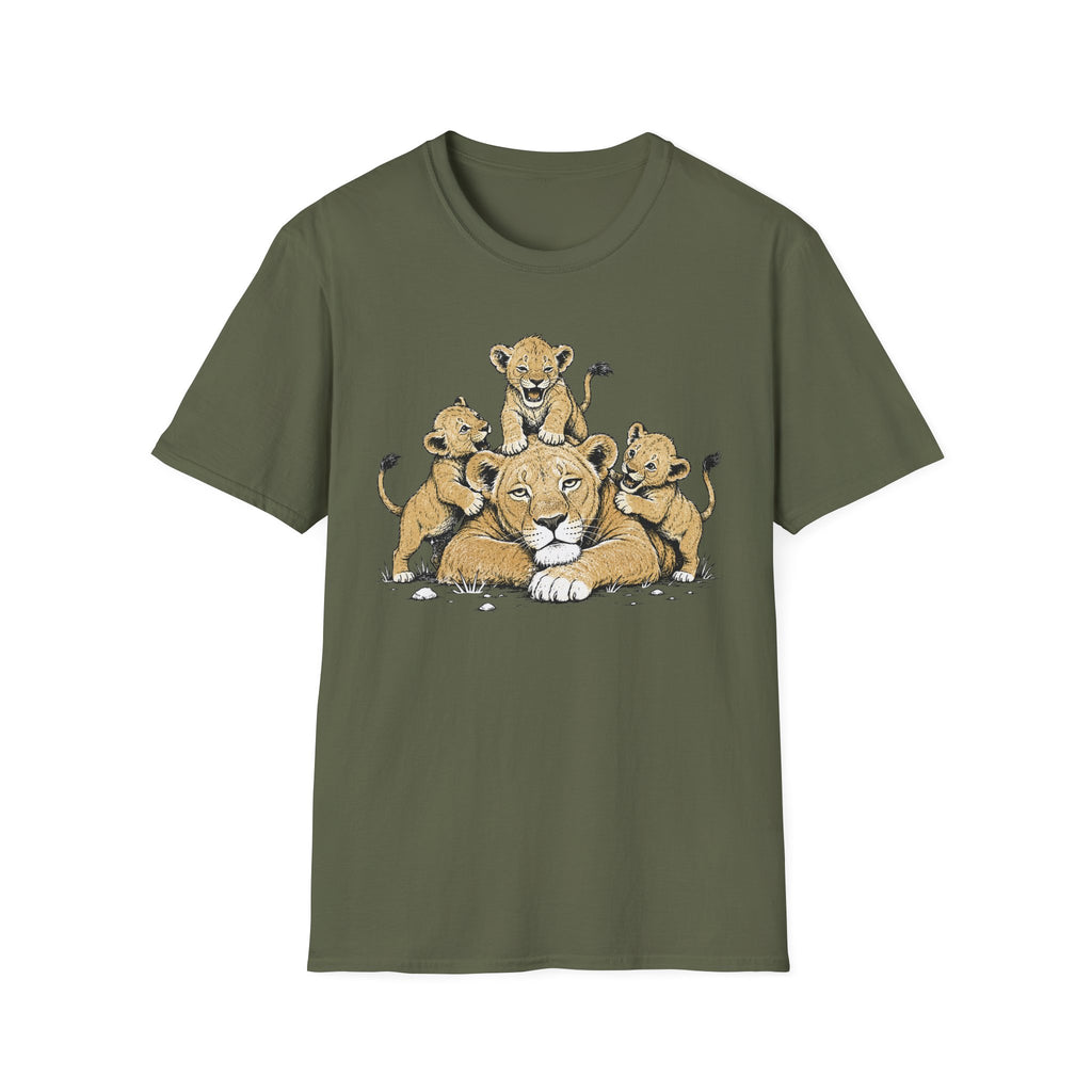 Unamused Lioness with Rambunctious Cubs T-Shirt