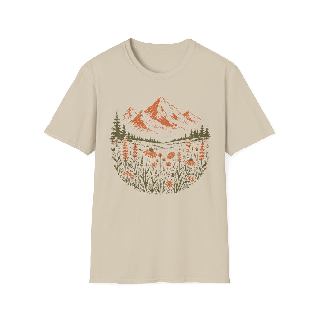 Wildflower Meadow and Mountain View T-Shirt