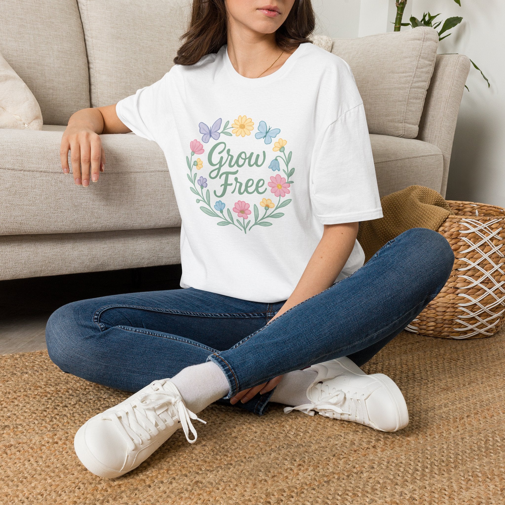 Grow Free Floral Wreath T-Shirt