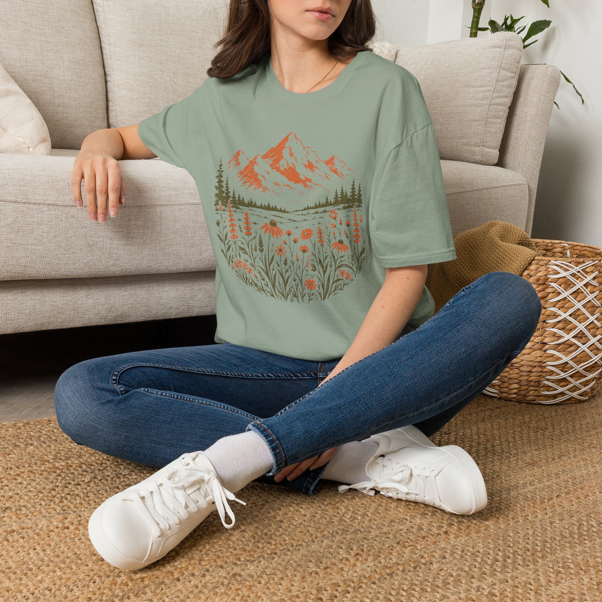 Wildflower Meadow and Mountain View T-Shirt
